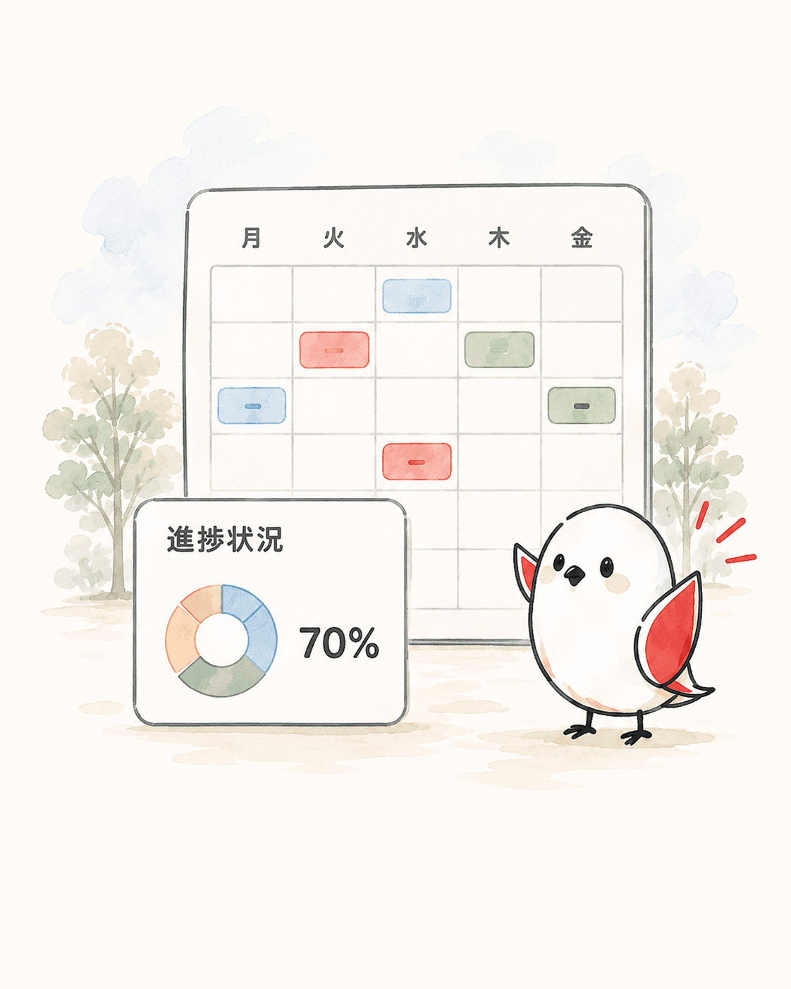 予定と進捗状況をまとめて確認する管理画面